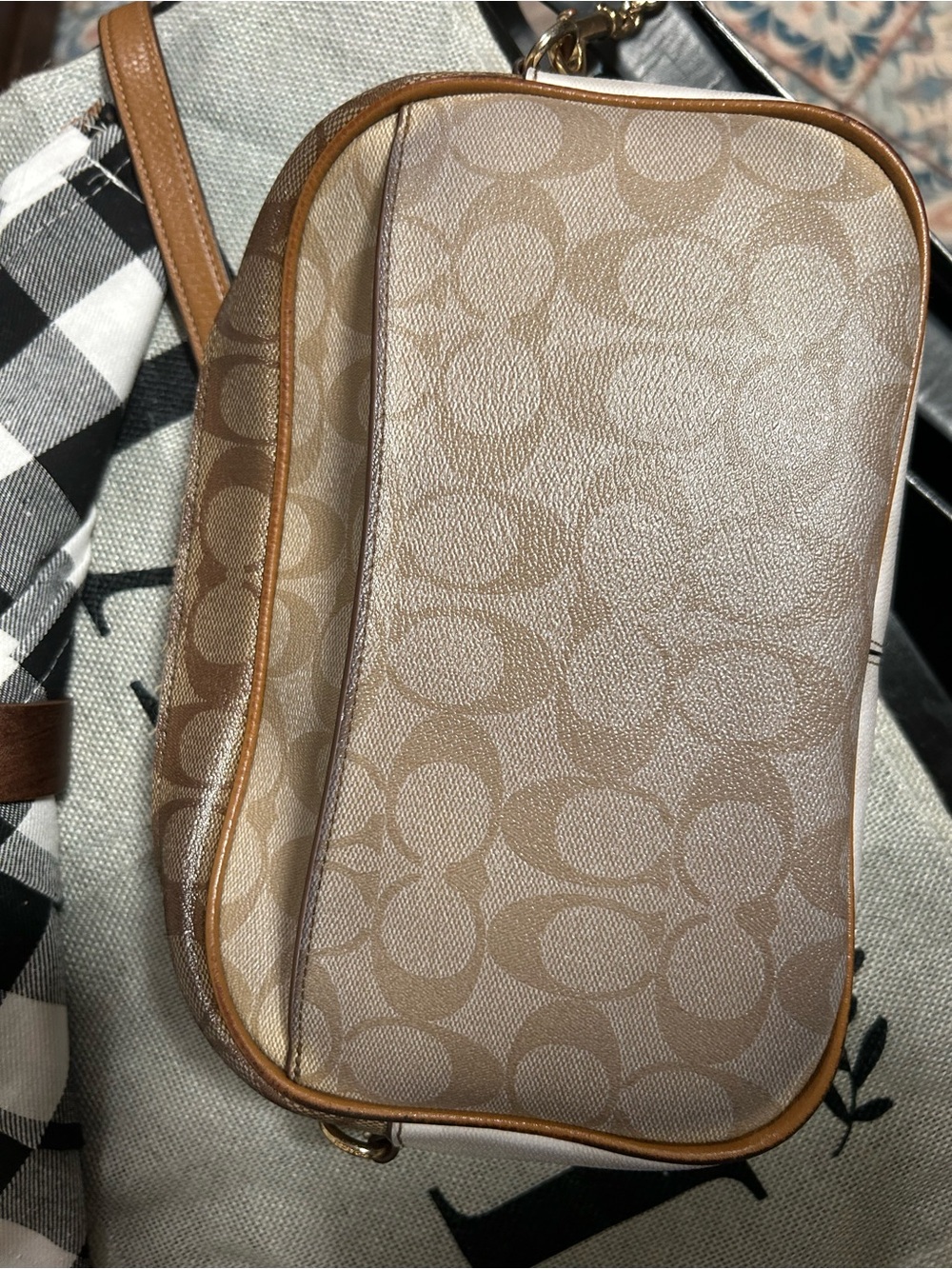 Coach Jamie Multi Signature Camera Crossbody with Tan Leather Trim CA172 - Picture 14 of 16